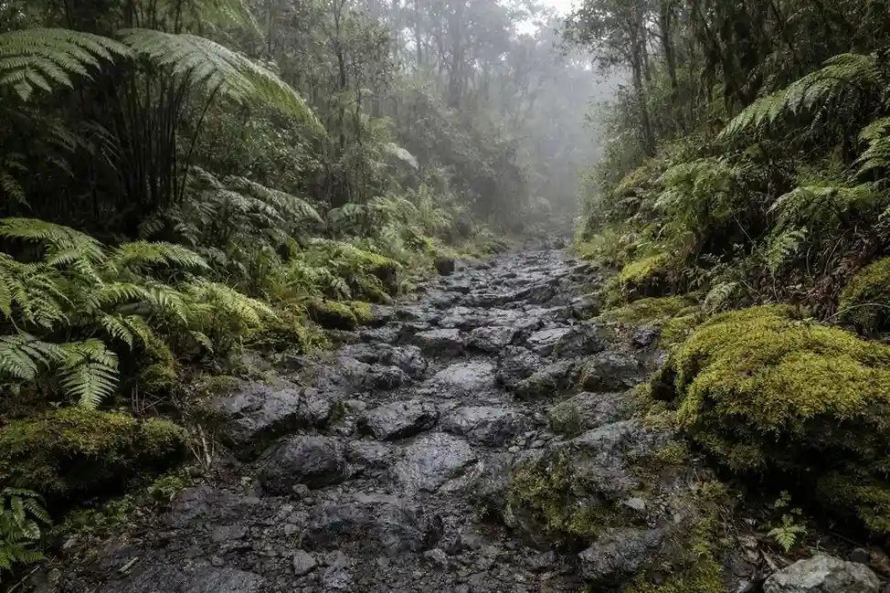 Rainforest trail in Volcano, Hawai‘i