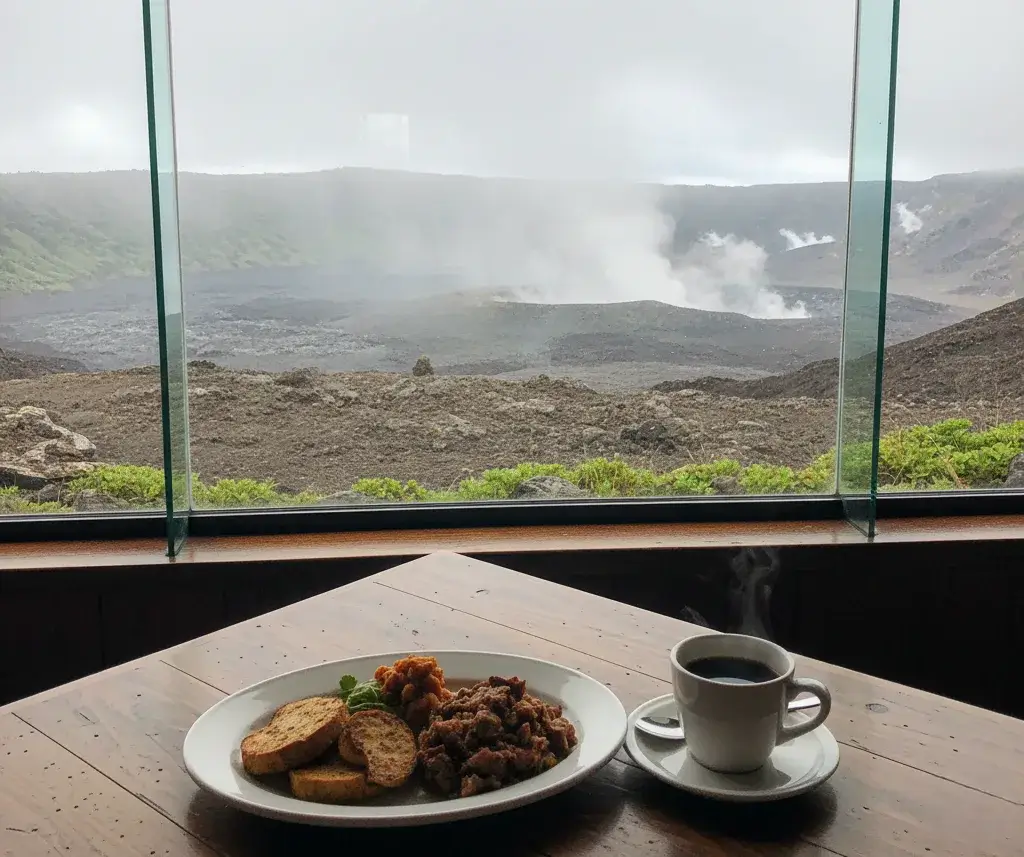Volcano House Restaurant with Kīlauea crater view